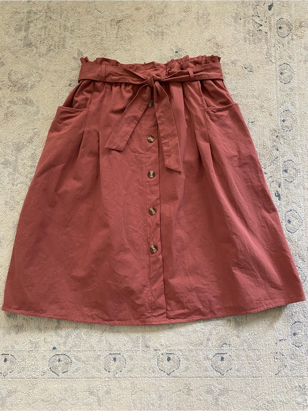 Sadie & Love 100% Cotton Paper Bag Skirt Muted Terracotta Red Orange Large